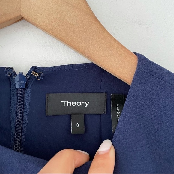 Theory Malkan Pleated Skirt Navy Crepe Dress - Picture 11 of 11